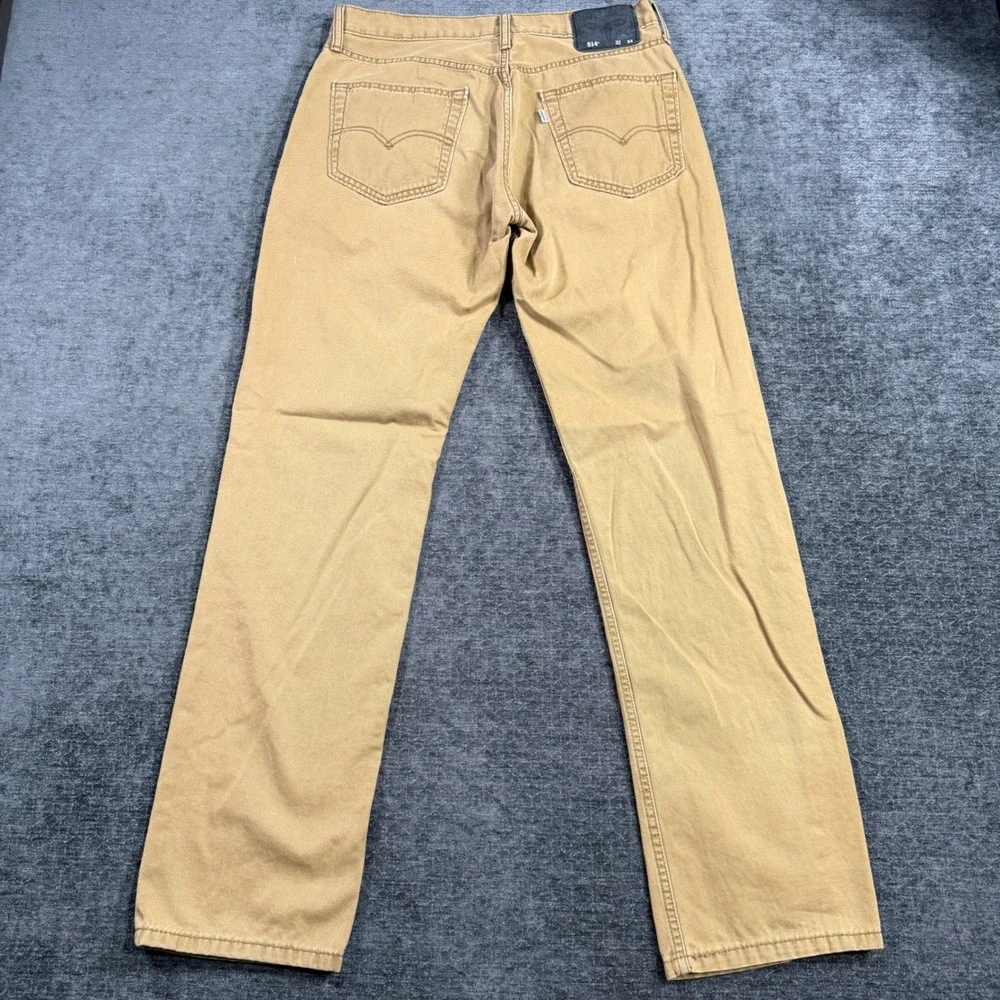 Levis 514 Straight Fit Tan Khaki Pants Mens 32x34 Cotton Blend Casual Trousers